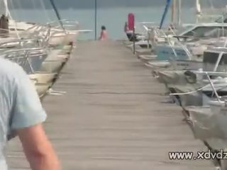 Adolescents In Party Mood Take admirable Brunette In Bikini On A Boat Trip