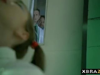 Psycho Riley Reid bangs her professor who is in a straitjacket