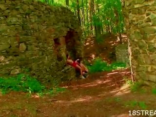 Teen dirty film scene inside the forest