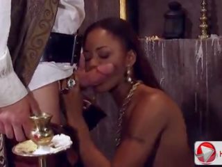Marie Luv Deepthroating the pirates penis HD Porn; anal, ebony, interracial, shaved, deep, pornstar,