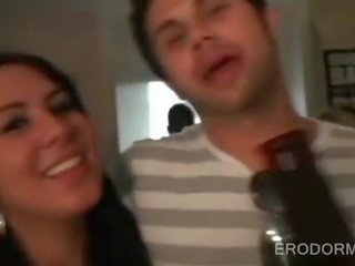 College teens drink and fuck in dorm room orgy