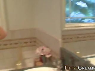 Titfucked jugs spunked