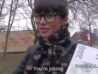 Beautiful Russian student bangs in public