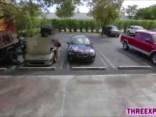 Lascivious dude asked skinny blonde feature to sucked his prick inside the car