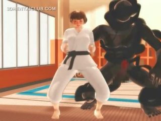 Karate hentai mladý žena saje monsters velký johnson
