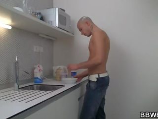 Sexually aroused buddy bangs cooking BBW