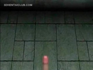Slutty anime ryšavý foukání a velký phallus