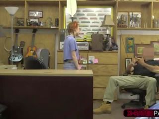 Redhead and hard up Dolly Little gets hammered in Shawns office