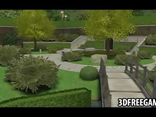 V ji těsný kočička tento okouzlující 3d bohyně dostane v prdeli
