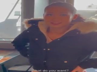 Good xxx movie in the restaurant with busty Asian French Mailyne