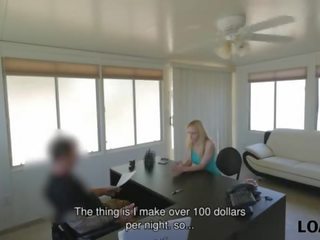 LOAN4K&period; Allie Rae tells she is a stripper so why loan agent gets hot to trot