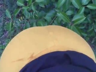 Mulatta pollastrella succhia su prick fuori di il parco