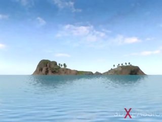 Trẻ đen người phụ nữ fucked lược cứng qua một to đen một thứ cuốc ngoài trời trên một hoang dã island
