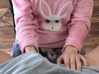Enchanting Step Sister in Pajamas Compilation Teasing Spank Ass Handjob and Cumshot