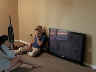 Curvy Latina wife fucks the cable juvenile while her husband is out of the country&period;