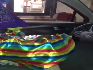 Clown gets johnson sucked while ordering food
