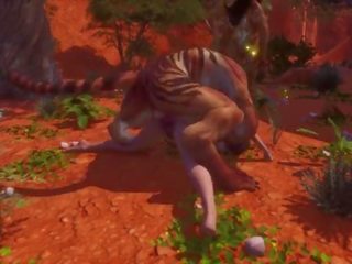 Furry impregnate a sexy bitch &vert; Big phallus Monster &vert; 3D adult movie Wild Life