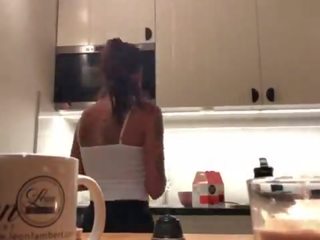 Perfect Pokies on the Kitchen Cam, Braless Sylvia and her Amazing Nipples