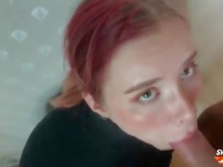 Людина facefuck&comma; грубий манда ебать з obedient рудоволоса і сперма на цицьки