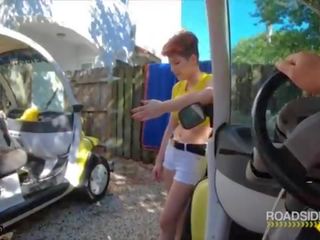 Roadside - Short Haired Redhead Gets Fucked By Mechanic's Big penis