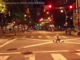 Clown gets penis sucked in middle of the street