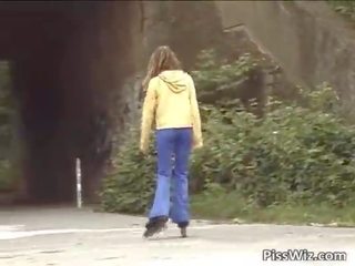 Some adolescent caught hard up roller damsel while