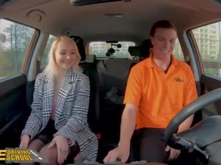 Fake Driving School Blonde Marilyn Sugar in Black Stockings dirty movie in Car